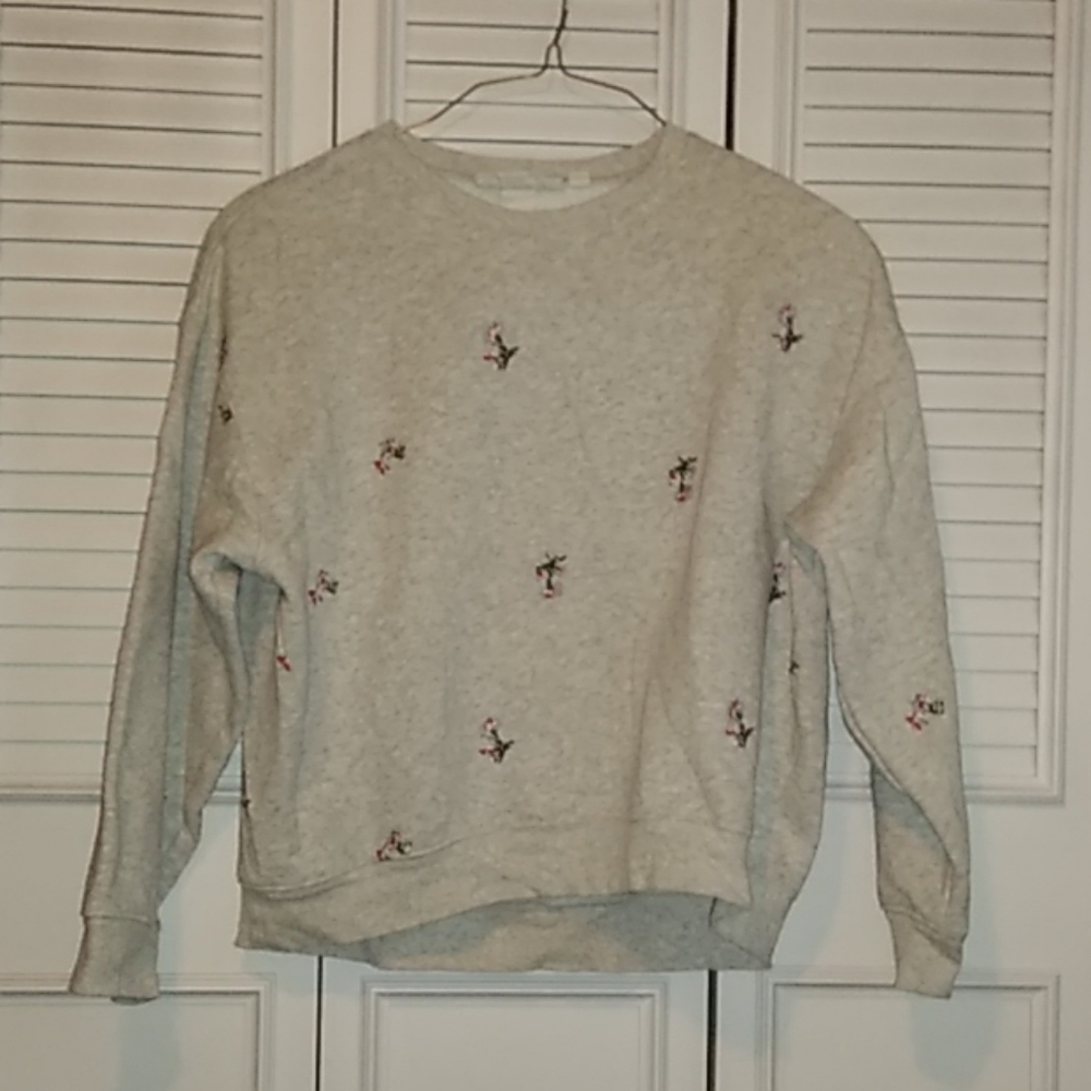 Grey H&M embroidered sweatshirt